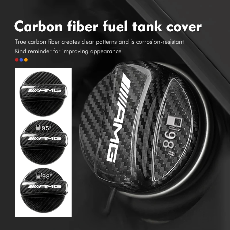 

Car Tank Cap Carbon Fiber Fuel Tank Oil Cover Trim Accessories For Mercedes Benz AMG A B C E S G Class W201 W210 W108 W205 W203