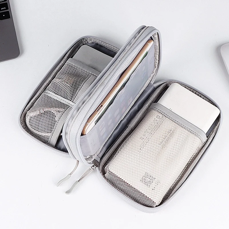 Digital Accessories Storage Bag USB Data Line Charger Plug Organizador For Travel Electronic Organizer Grey