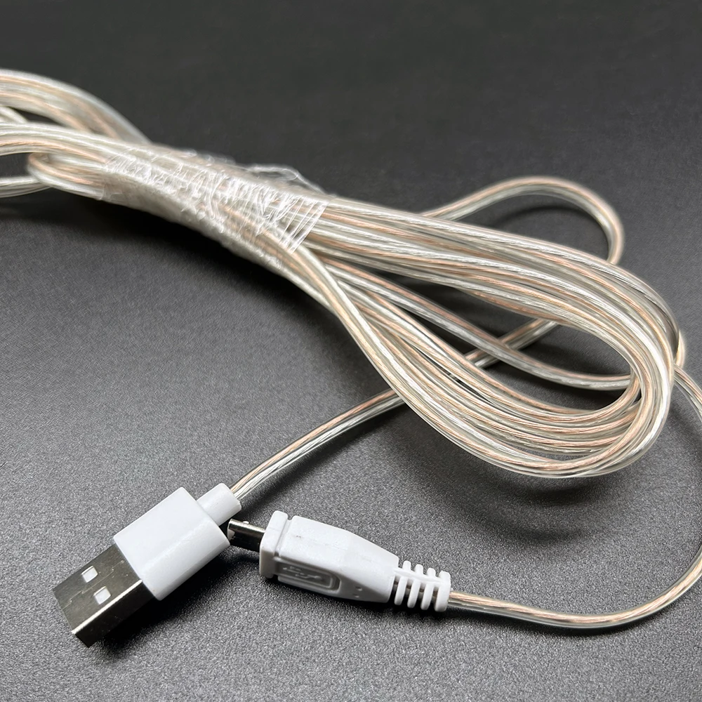 USB Transparent Sheath Wire 2-core USB Charging Cable Environment-friendly Transparent DIY Ultra Long 3m USB Cable