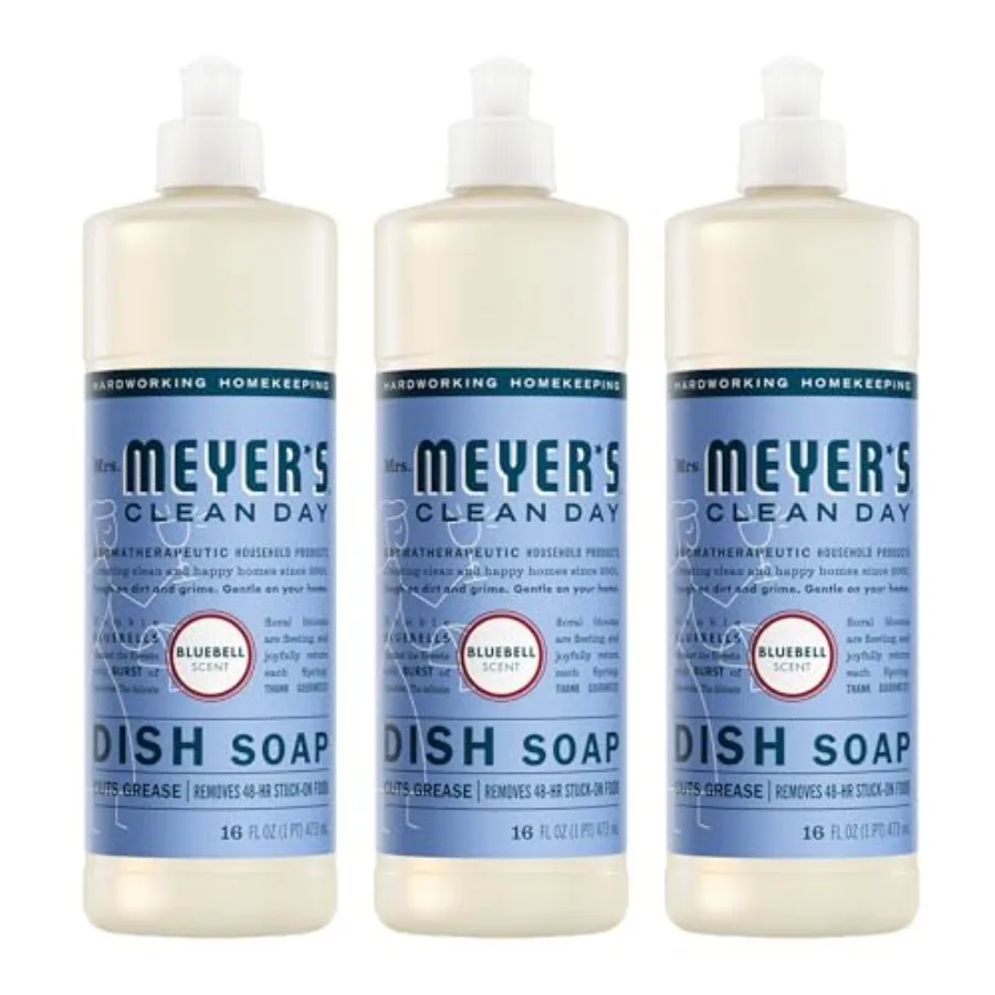 

MRS. MEYER'S CLEAN DAY Liquid Dish Soap, Bluebell Scent, 16 Fl Oz Bottle - 3 Pack