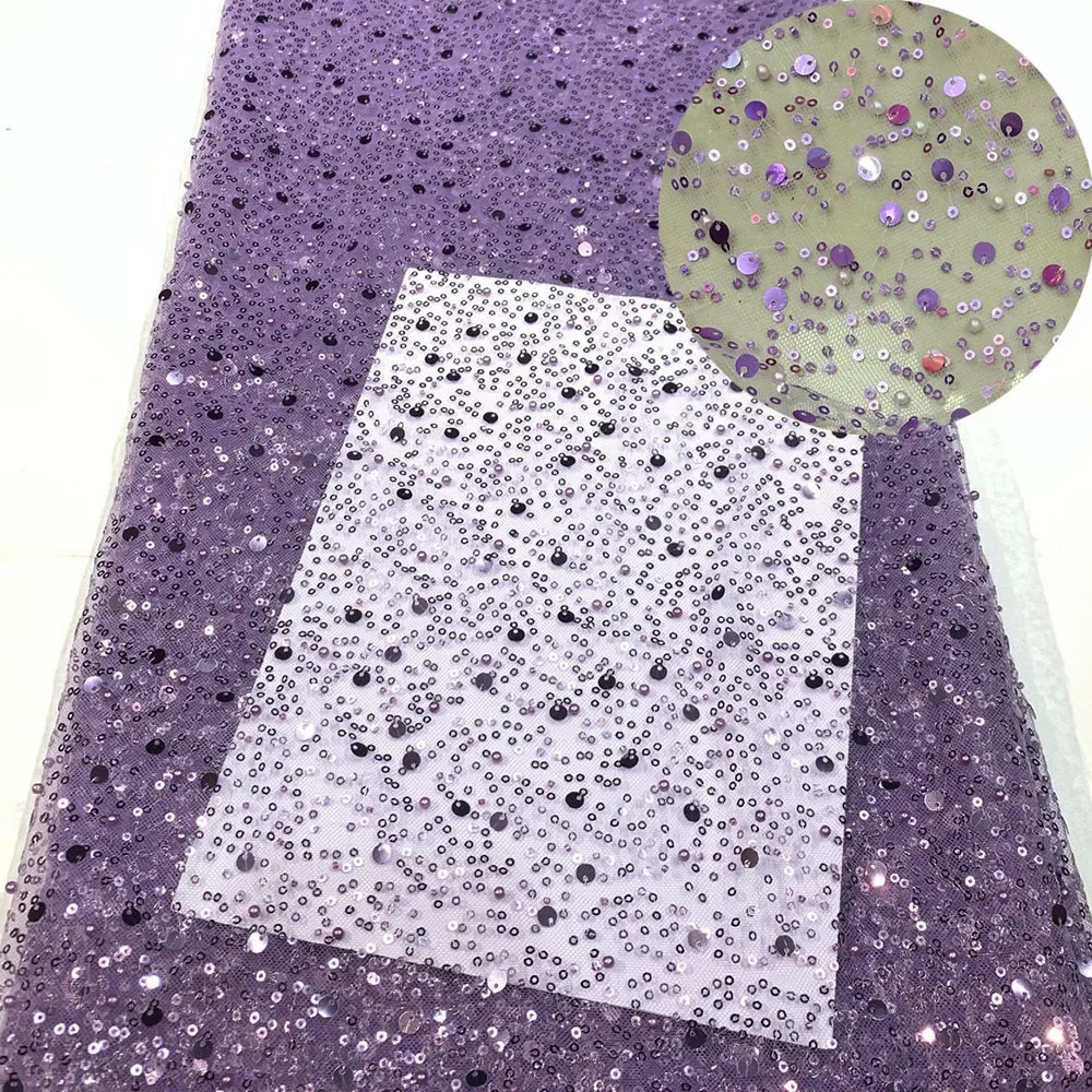 アフリカオーガンザレース生地-2026-高品質フランス製ヘビービーズレース生地ナイジェリアチュールスパンコールレース生地高級ドレス用