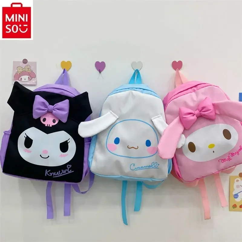 MINISO 2024 новый высококачественный нейлоновый мультяшный рюкзак Kuromi рюкзак для студентов большой емкости для хранения модный рюкзак