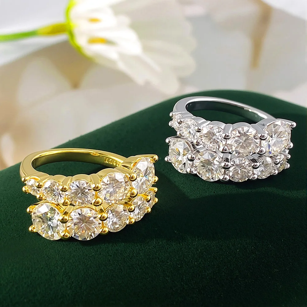 Obrázek 6: COSYA plný moissanite prsten pro ženy S925 stříbro 18K zlato 10uo klenot gradiant diamant nastavitelný otevřený svatební pás jemný šperků dar