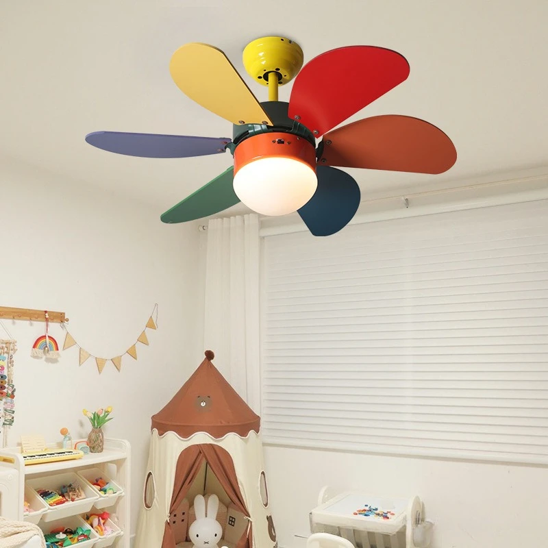 High Power Quiet Industrial Ceiling Fan for Kids Bedroom Modern Minimalist All-in-One Full Spectrum Light And Fan Combo