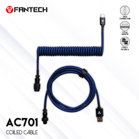 FANTECH Coiled cable AC701 1.8M Braided Cable and PET Mesh Double Sleeved Type-C Reversed Coil Cable for Mechanical Keyboard