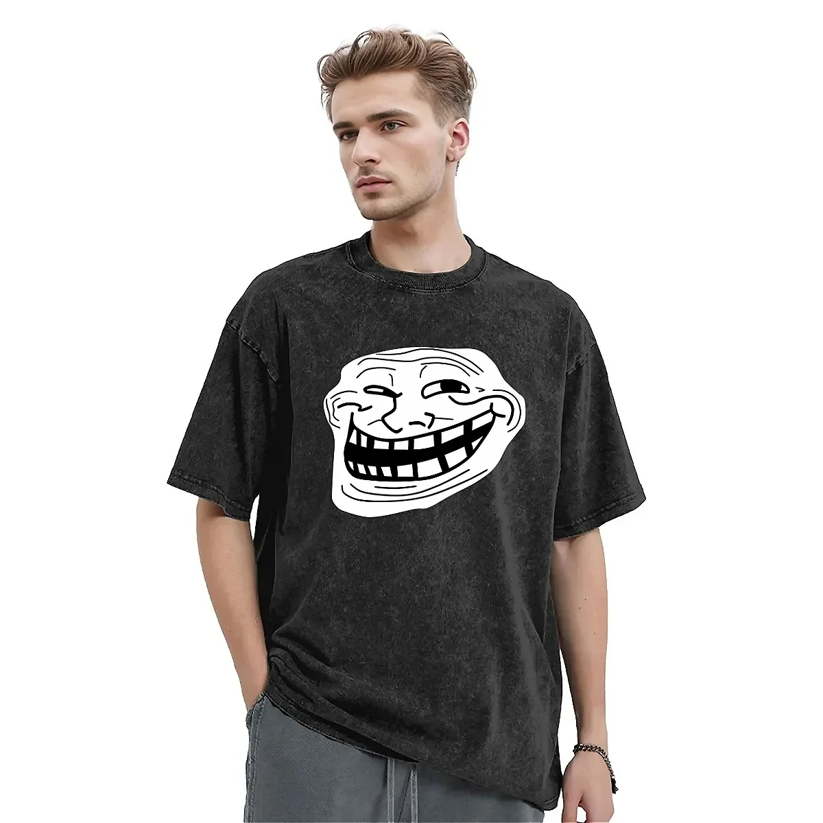 

Funny Trollface Meme T Shirt Harajuku T-Shirts Short-Sleeve Vintage Rage Comic Tops Summer Cotton O-Neck Oversized Tees