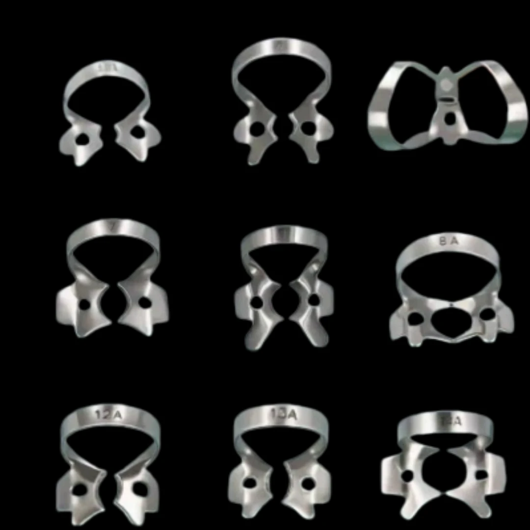 

1 шт. Зажимы для дентального коффердама из нержавеющей стали, эндодонтические, для реставрационных работ, клипсы-барьеры, стоматологические материалы и инструменты