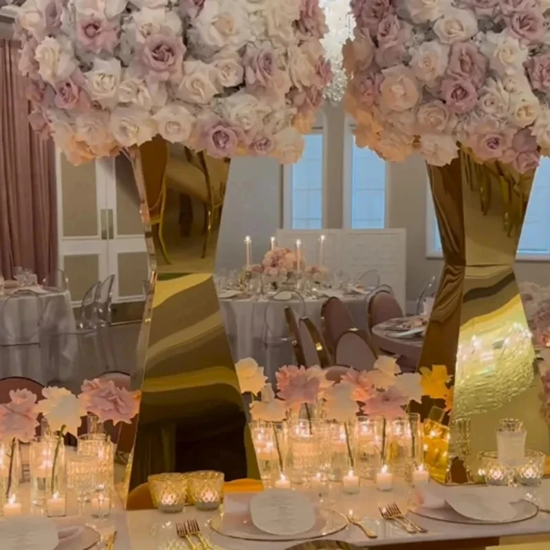 Edelstahl-Blumenständer und Vasen für Hochzeitstischdekorationen, Partydekorationen, 2er-, 4er-, 6er- und 10er-Set – Detail 1