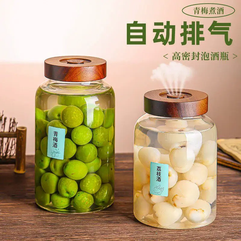 Sparkling Wine Glass Bottle Ginseng Fruit Jar with Faucet Sealed Household High-Grade Medicinal Container