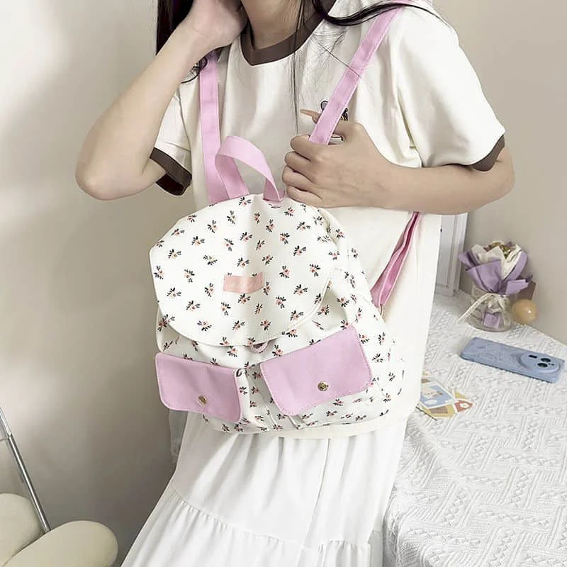 Kawaii mochilas pessoais elegantes estilo coreano náilon estudantes sacos de escola versátil colorido flor nicho mini sacos de viagem