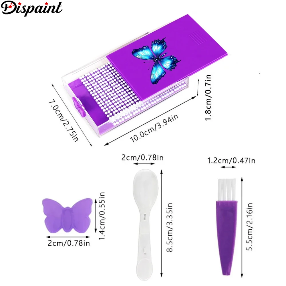 Dispaint New Butterfly Stackable Diamond Painting Tray Kits With Brush Spoon, Drill Beading Three Mode Art Plate Cross Stitch To