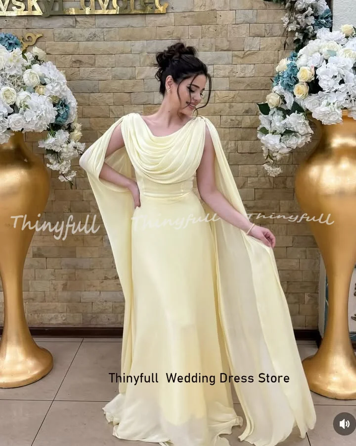 Thinyfull A-Linie Chiffon Abendkleider Ärmellos Arabisch Langes Abendkleid Chiffon Formelles Eventkleid Robe De Soirée Maßgeschneidert