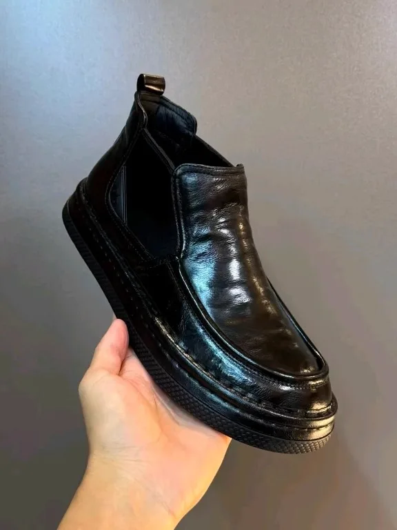 

High Quality Casual Leather Men's Shoes Comfortable Fashionable All-Match Elegant Youth Trend round Toe Thick Bottom Rubber Sole