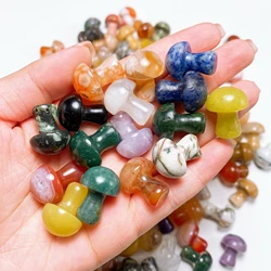 20PC Crystal Mini Mushroom Gem Stone Quartz Statue Carved Natural Mineral Reiki Healing DIY Crafts aquarium Gift Home Decoration