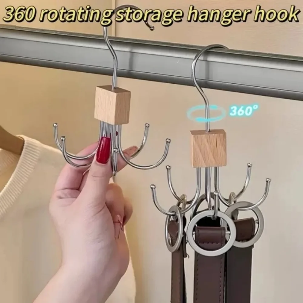 360° Storage Hanger Hook Multi-Claw Bag Metal Belts Rack Organizer for Bras Ties Scarves Household Closet Accessories Organizer