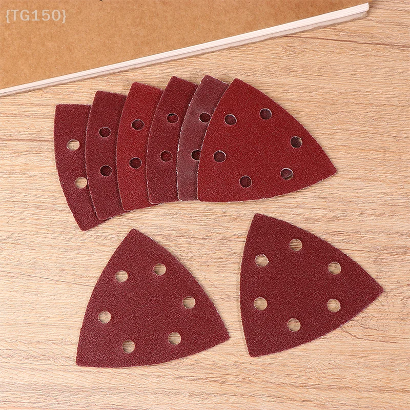 40Pcs Triangular Sanding Pads with 6 Holes 80/120/180/240 Grits Sandpaper for Detail Sander Perfect for Delta/Multi-Grip Sanders