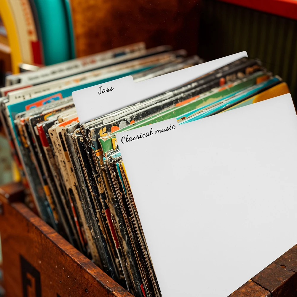 

6pcs Writable Diy Record Vinyl Record Separators Organizer File Folder Sturdy White Dividers For Albums Files Vinyl Storage