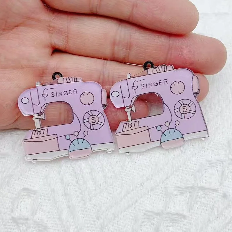 10 pieces of acrylic simulation sewing machine jewelry necklace bracelet earring pendant DIY jewelry accessories hanging craft