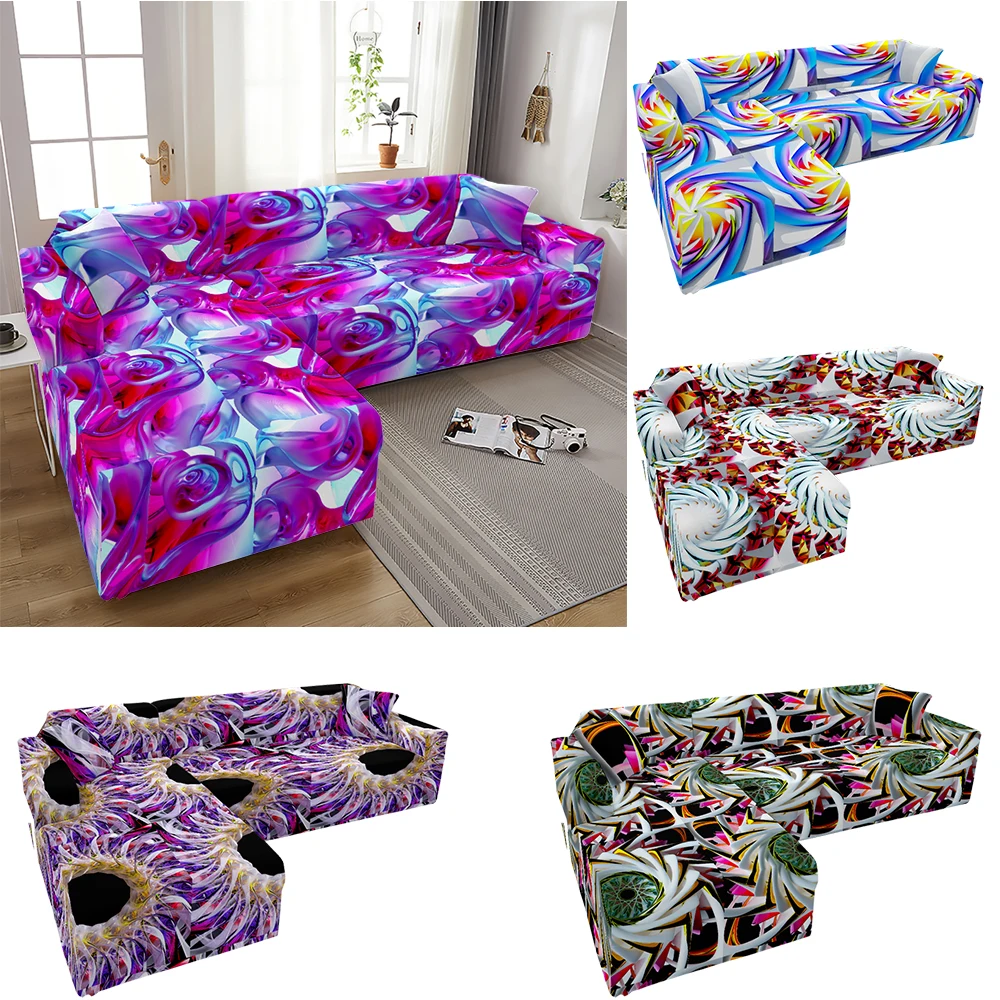 3D Geometry   Slipcovers Armchair Lining Sofa Cover L Shap Straight Sofas Cover 3 Seater  1/2/3/4-Seater Sofa Cover 4 Seater