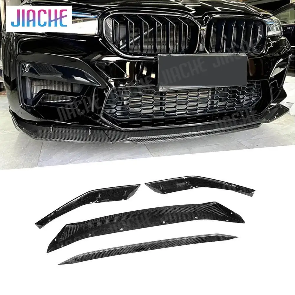 Dry Carbon Fiber Front Lip Splitters for BMW 5 Series F90 M5 LCI 2021+ FRP Car Front Bumper Guard 3PCS/SET