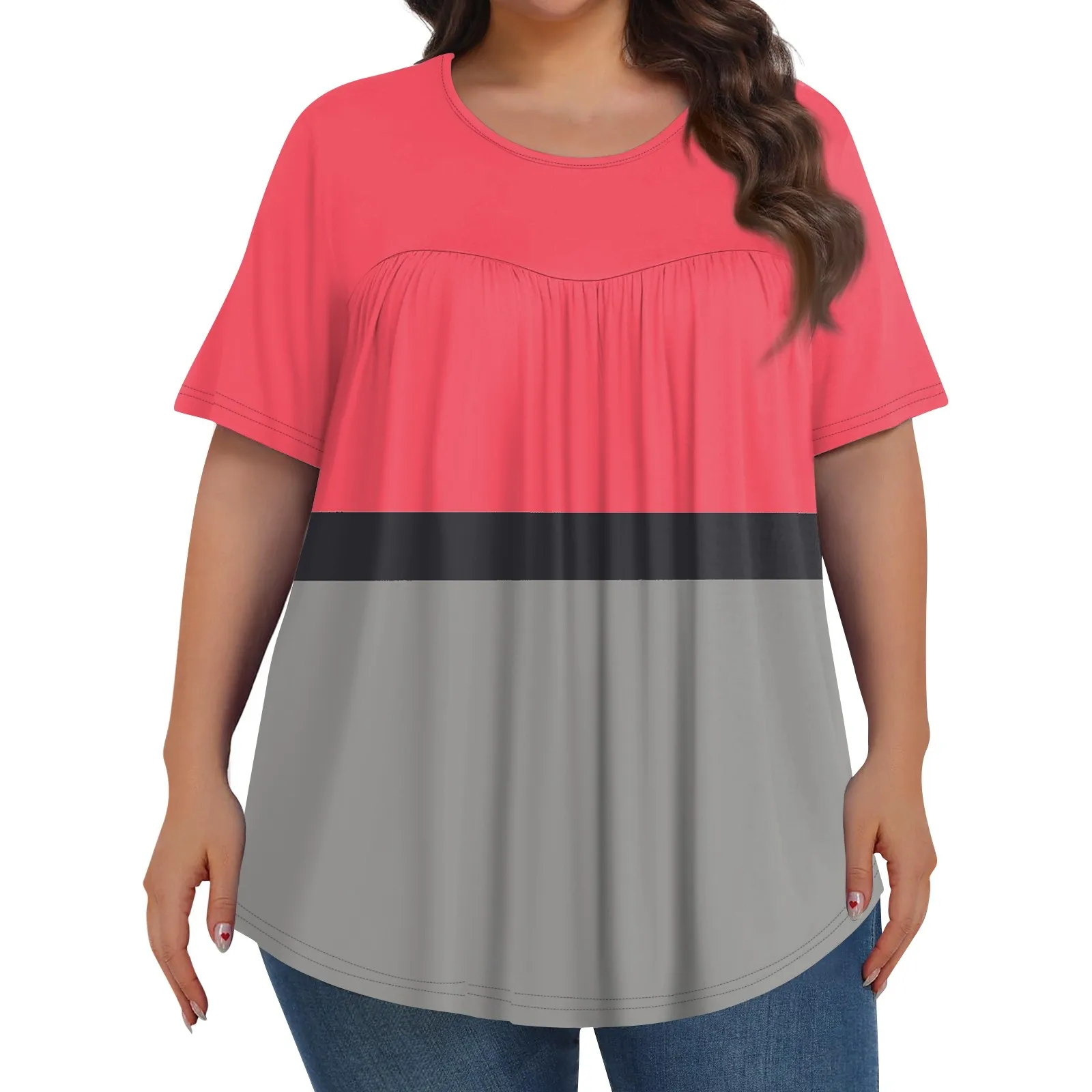 2024 Fashion Ropa Mujer Tendencia Women\'S Casual Print Round Neck Short Sleeve Top Womens Plus Size Playeras Oversize Mujer