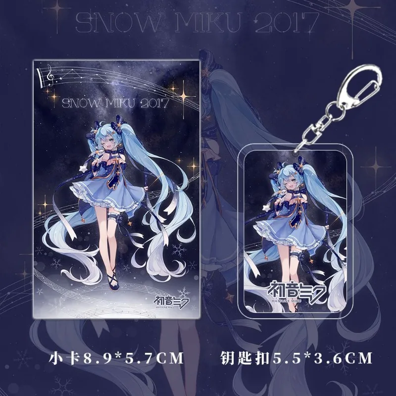 Hatsune Miku llavero periférico de anime lindo de alto valor conjunto periférico de dibujos animados personalizado de moda decoración de insignia de postal