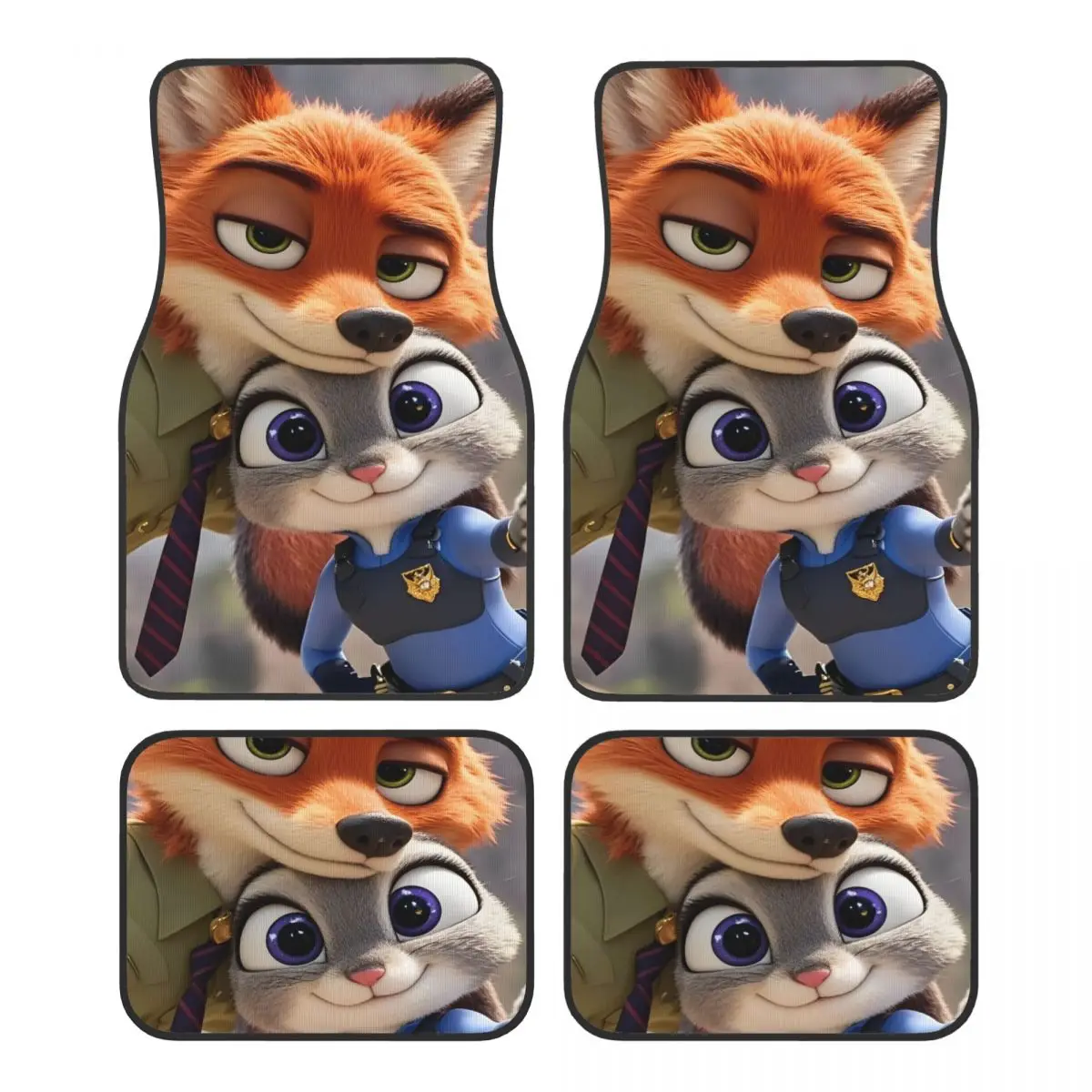 

Zootopia 2 Nick Wilde Judy Automotive Floor Mats for Cars Universal Fit Full Set Car Floor Mats Non-Slip for Truck Sedans