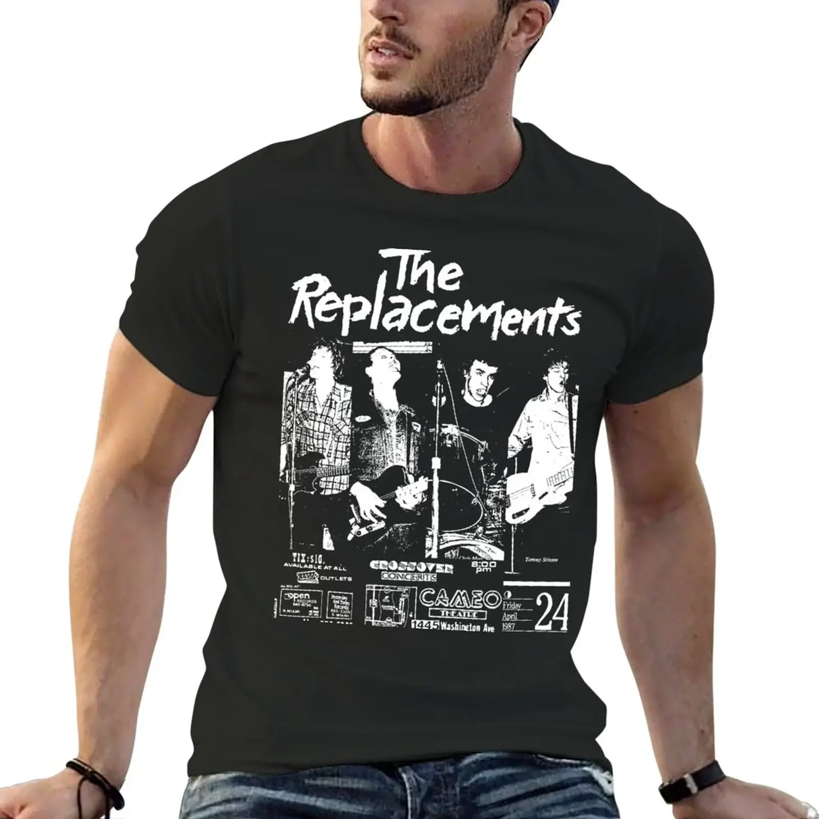 New Vintage The Replacements Concert Graphic Music Art BLK T-Shirt blue archive oversized t shirt tee shirts for men