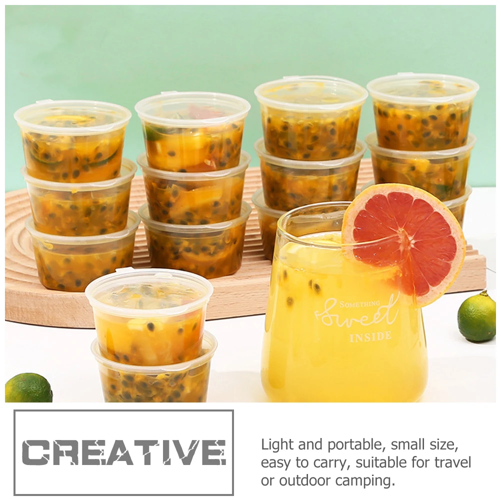 

100 Pcs Sauce Cups Portable Condiment Containers Reusable Seasoning Boxes Commercial Picnic Sealing Dipping Bowls Takeaway
