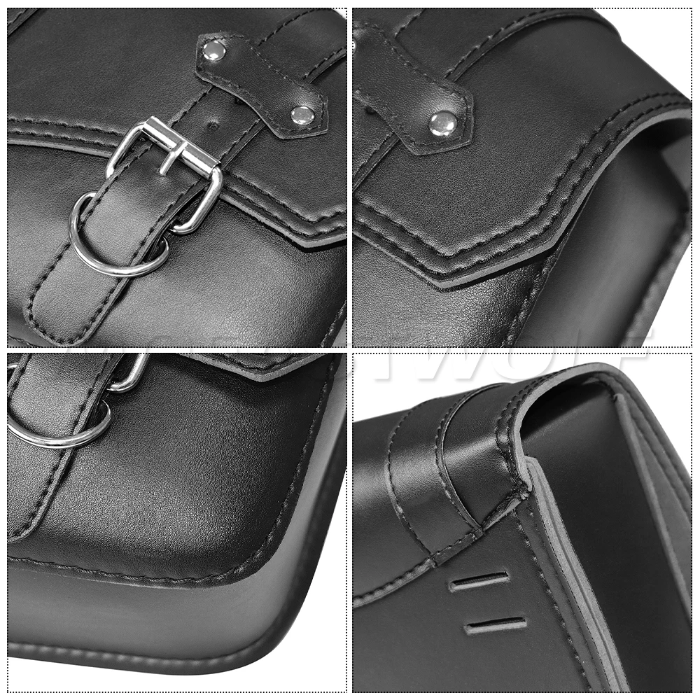 Universal Motorcycle Saddlebag Leather Bag Storage Tool Pouch Left Side Saddle Bag For Harley Kawasaki Honda Suzuki Cafe Racer