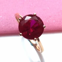 Shining elegant and classic Inlaid Round Ruby Rings For Women Light Luxury Fashion Charms Plated Rose Golden Jewelry Gift
