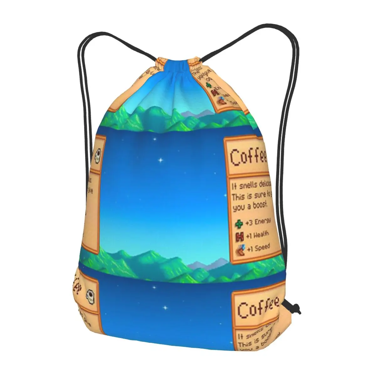 

Stardew Valley Coffee Classic Backpacks Fashion Drawstring Bundle Pocket Sports Bag Book Bags for Travel Students