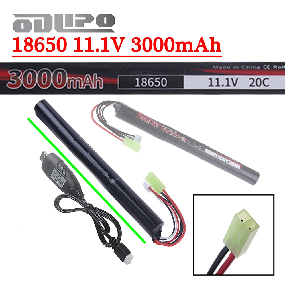 NEW RC Model 18650 3S Water Gun Toys Battery 11.1V 3000MAH 20C Battery for AKKU Mini Airsoft Gun Battery With Small Tamiya Plug