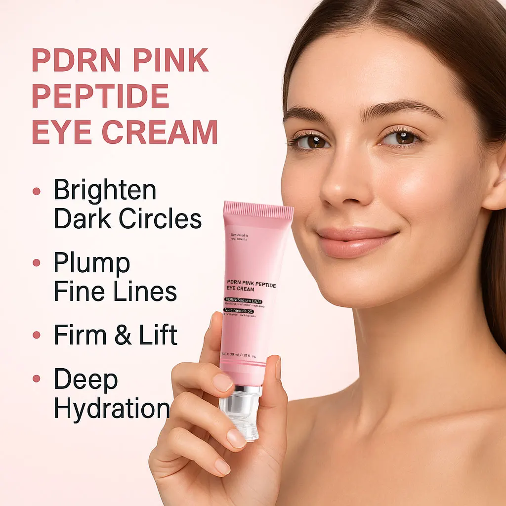 PDRN Pink Peptide Eye Cream 30ml for Women Reduces Dark Circles & Wrinkles, Lifting and Firming, Deep Moisturizing