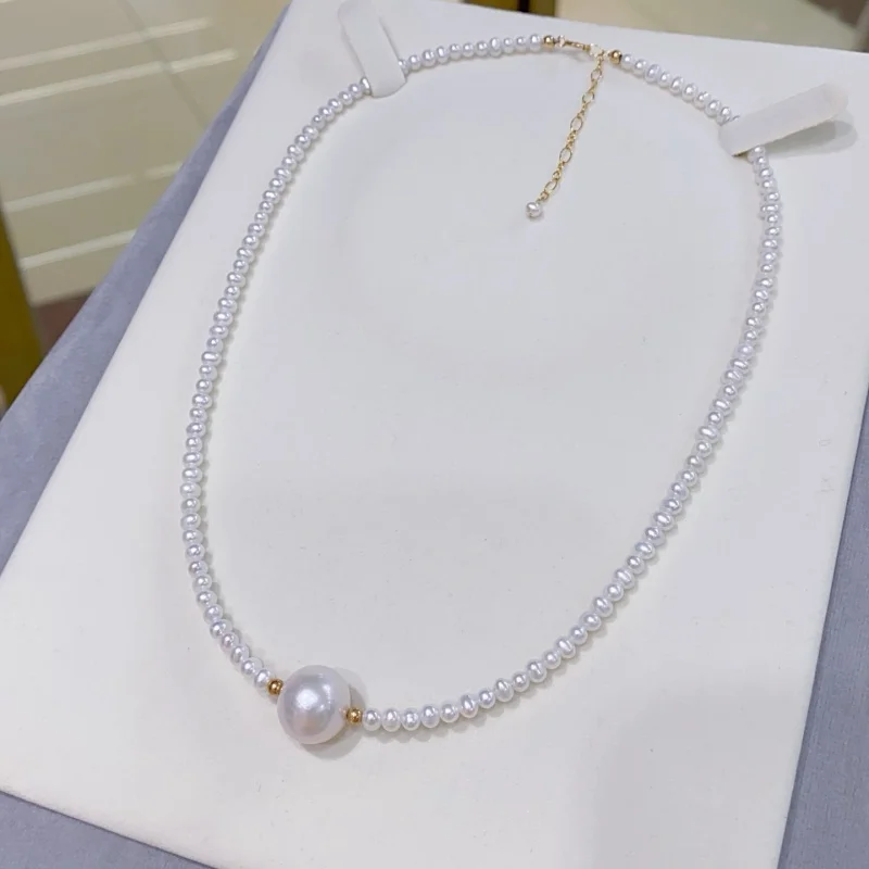 SGARIT 3-4 مللي متر اديسون لؤلؤ المياه العذبة القلائد 13-14 مللي متر 14K الذهب معبأ القلائد مجوهرات هدية 2025 الوافدين الجدد #2