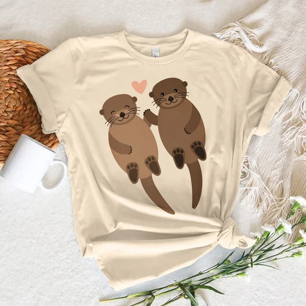 

Otters top women manga graphic t shirt girl designer comic funny clothing