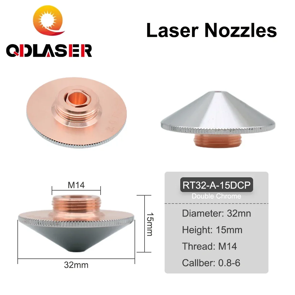 QDLASER Raytools High Quality Single/Double Layers Welding Laser Nozzles Dia.32mm H15 Caliber0.8-6.0 for Fiber Laser CNC Machine