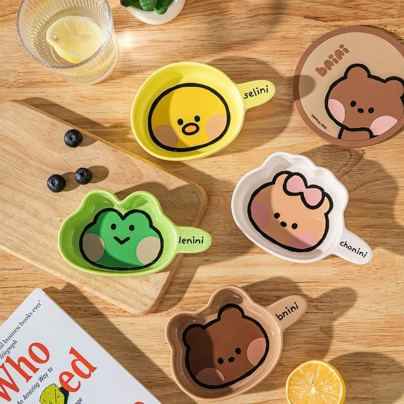 

Керамическая тарелка LINE FRIENDS Brown Cony Sally в стиле аниме, милая, кавайная, для дома, мини-тарелка для десертов, оптом, подарок