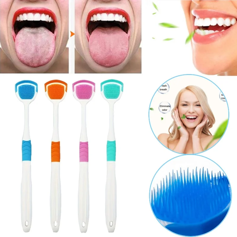 

Soft Silicone Tongue Cleaner For Adult Double-sided Tongue Cleaning Tool Reusable Tongue Scraper Brush Oral Hygiene Care Tool