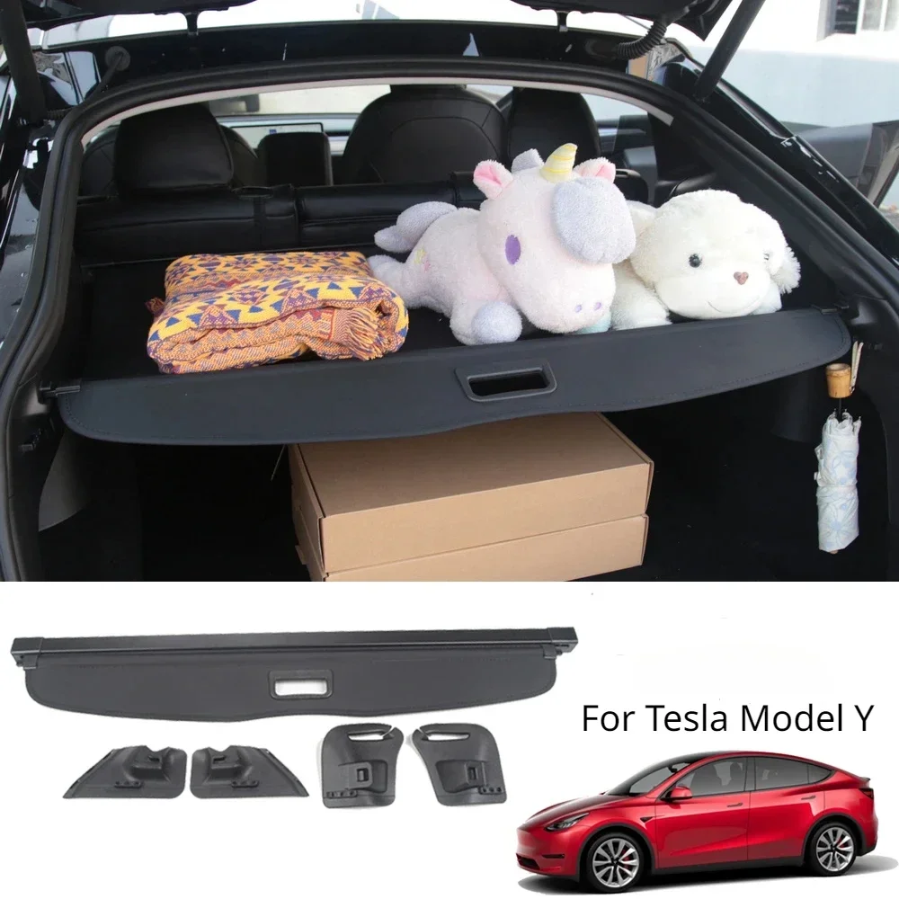 Rideau de couverture de coffre de chargement pour Tesla modèle Y Berlin, porte-bagages arrière, cloison rétractable, plaque de déflecteur, accessoires de rangement