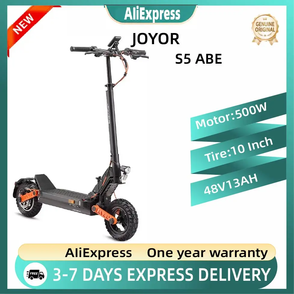 Patinete Eléctrico Joyor S5 ABE para Adultos, Motor de 500W, Neumáticos de 10 Pulgadas, Patinete Eléctrico para Desplazamientos Urbanos