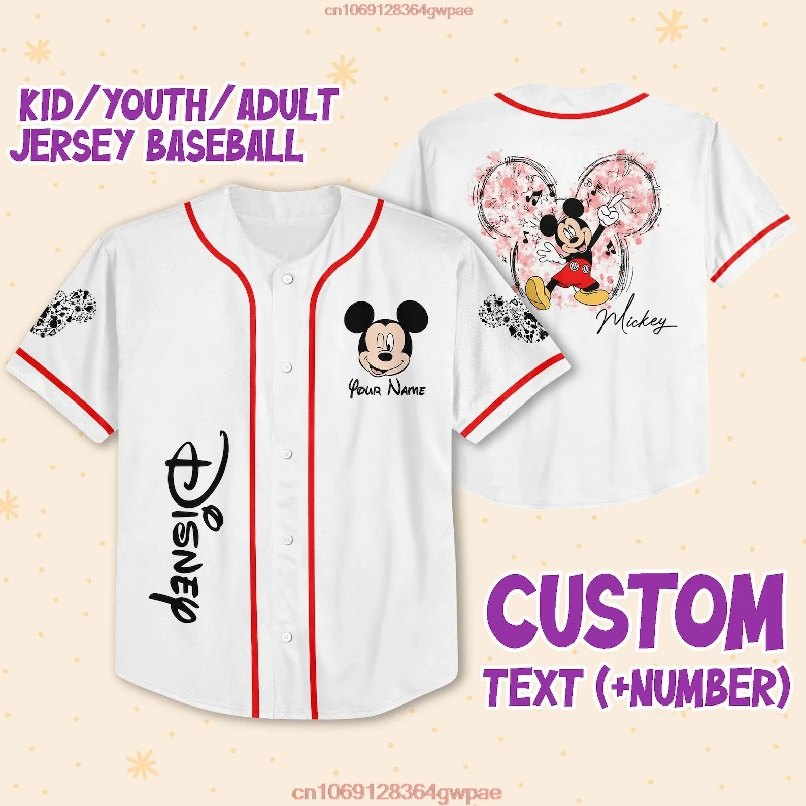 Bezpłatne spersonalizowane Disney Mickey Mouse koszulka baseballowa odzież sportowa mężczyźni kobiety dziecięca koszulka baseballowa letnia koszulka na co dzień z krótkim rękawem