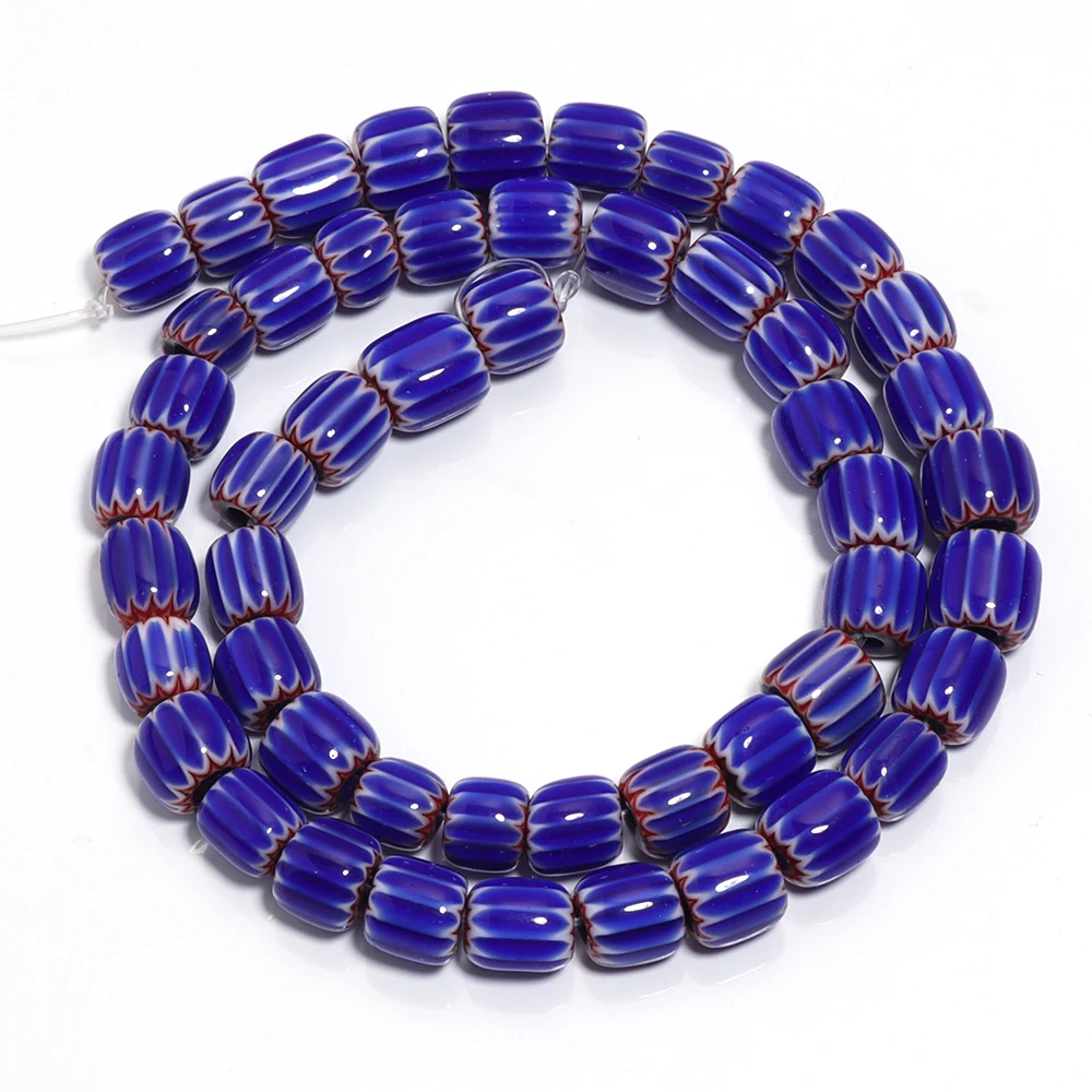 Louleur 1 Strang Kürbis gestreifte Perlen bunte Lampwork Perlen Glasperlen für Schmuck machen DIY Halskette Armbänder Zubehör – Detail 9