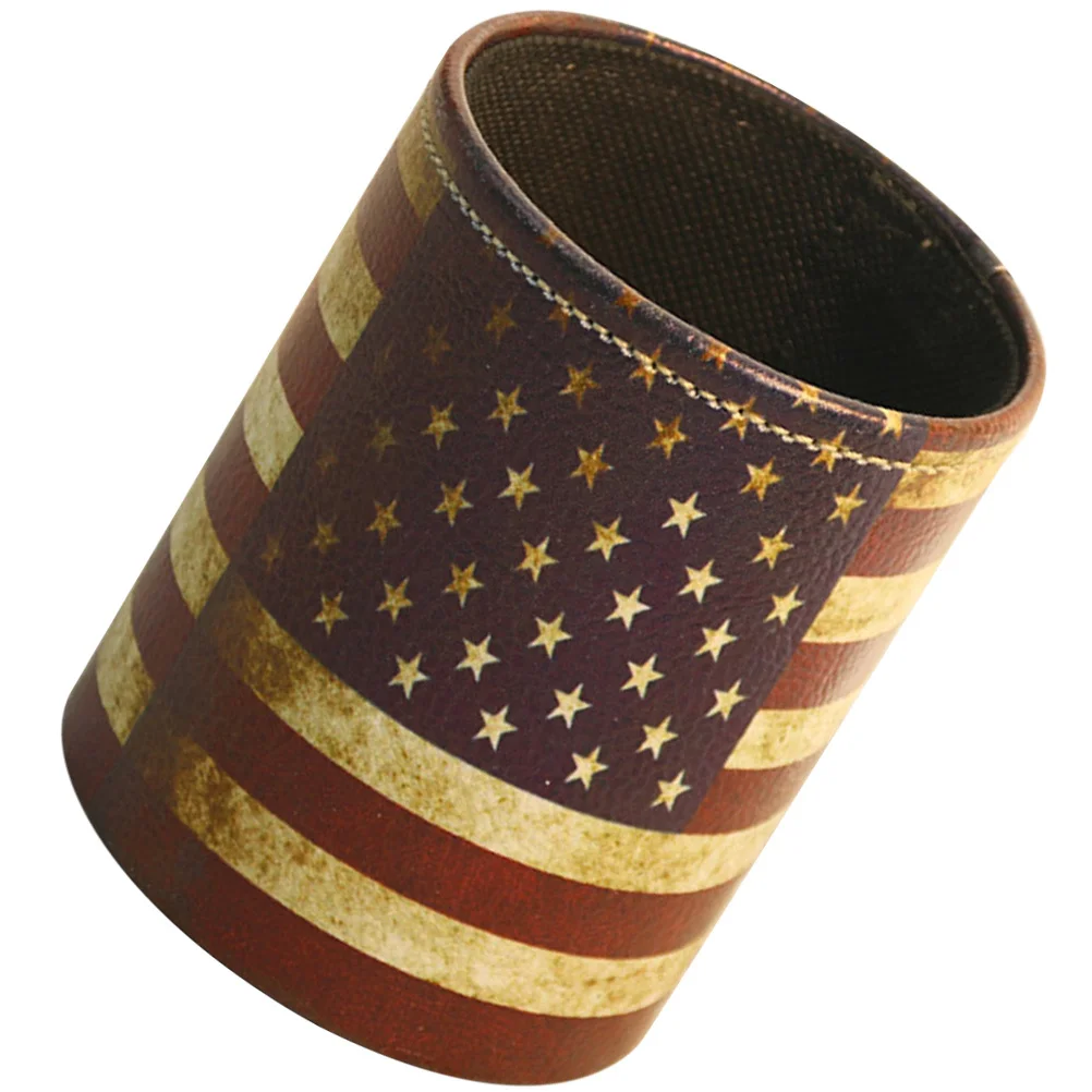 

PU Pen Holder Desk Pencil Cup Vintage Cylinder Stationery Organizer Makeup Brush Container Pen Holder Pencil Cup