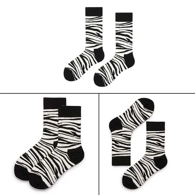 Calcetines divertidos Unisex Hip Hop Street para creativos calcetines monopatín Harajuku con estampado rayas cebra y