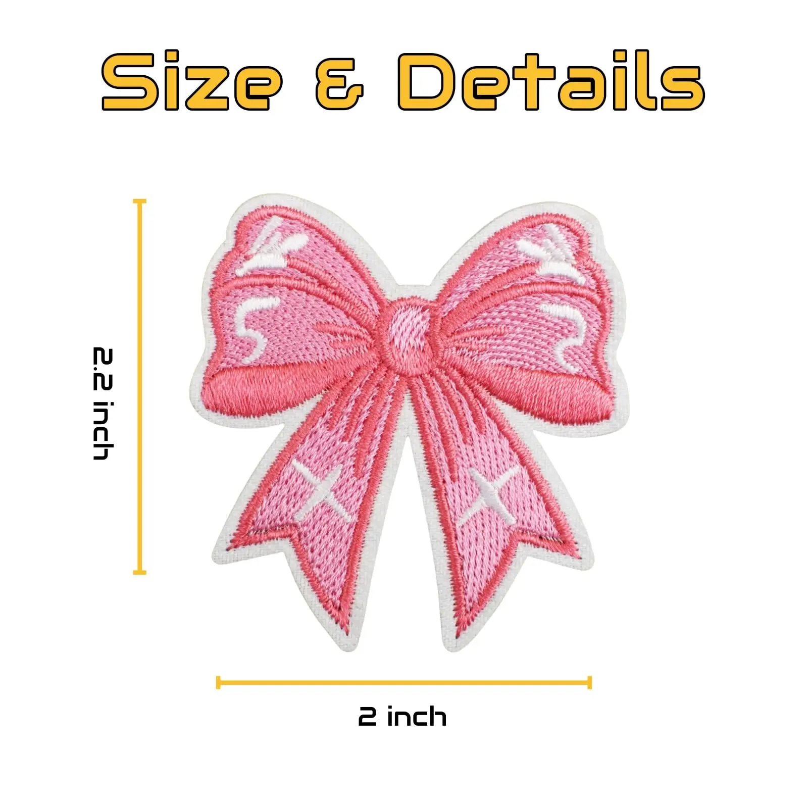 4PCS Pink Style Bow Iron On Patches for Girls Pink Patch Embroidered Appliqué