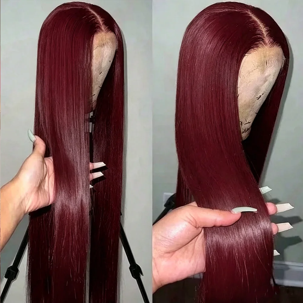 99J Glatte Echthaar-Perücken 34 Zoll 13x4 HD Lace Front Perücke Remy Echthaar Lockiger Wellenstil Mit Baby Hair Natürlich Aussehend
