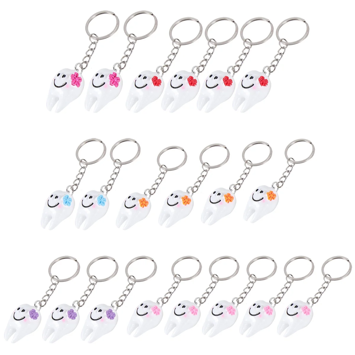 High-end 20 pcs Keychain Key Ring Hang Tooth Shape Cute Dental Gift