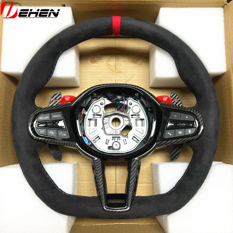 Car Carbon Fiber CS Steering Wheel for BMW G01 G02 G05 G20 G22 G26 G30 G32 G82 G42 G80 G87 XM M3 M4 F90 F95 F96 F97 i3 i4 M8 G15