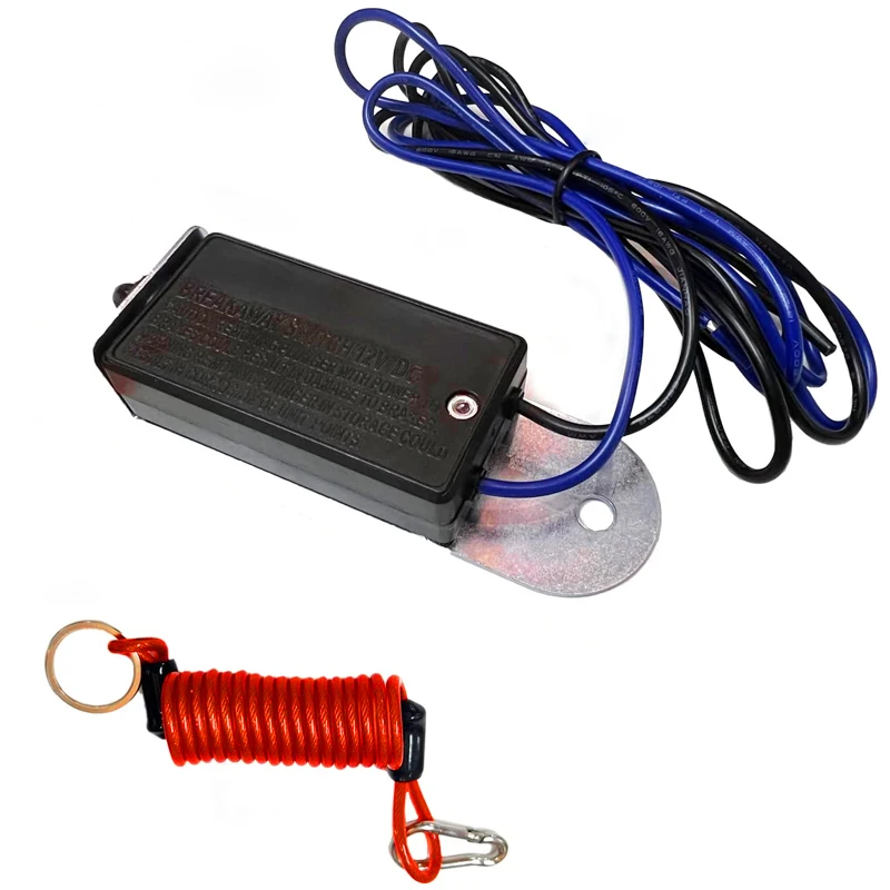 

New Electric Breakaway Switch Battery Break Away Coiled Cable System Fit for Trailer Towing Caravan Camper